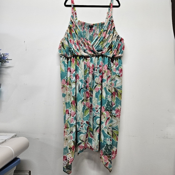 Torrid Floral Asymmetrical Dress - Pink and Green - Picture 2 of 16